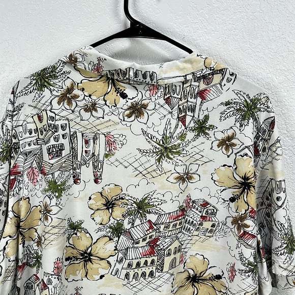 Cathy Daniels Floral Village Blouse Henley Button Down Short Sleeve Size 2X - Picture 8 of 9